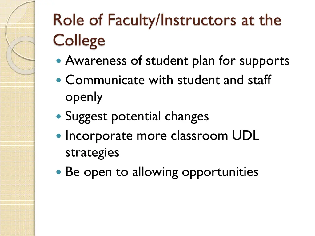 role of faculty instructors at the college