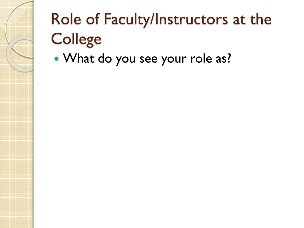 role of faculty instructors at the college what