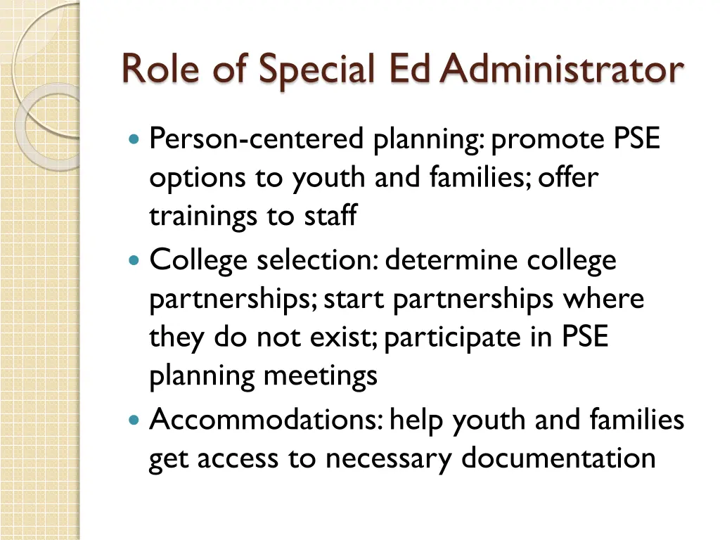role of special ed administrator