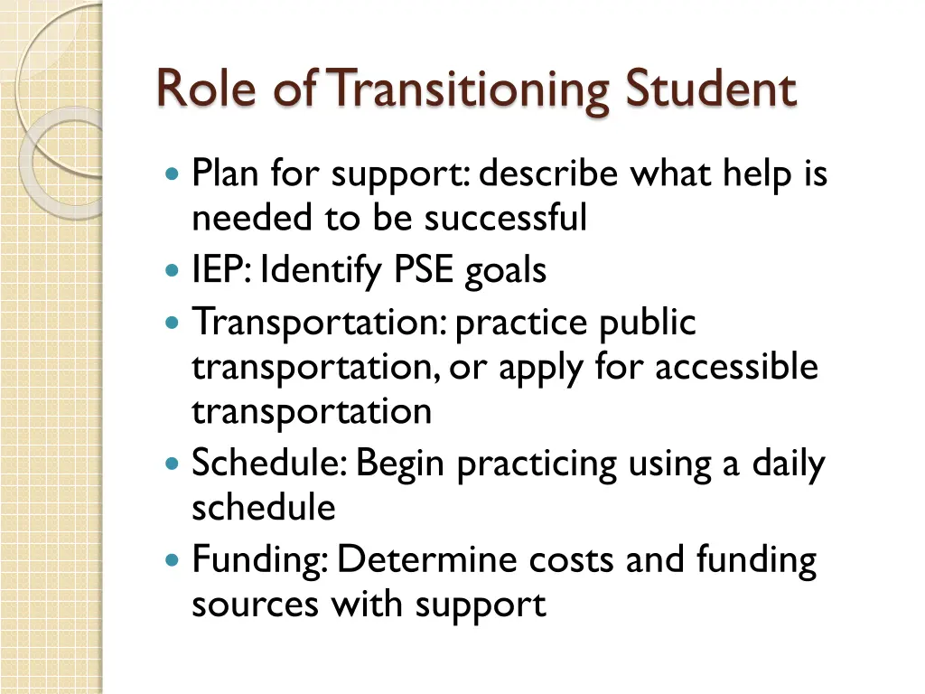 role of transitioning student 1