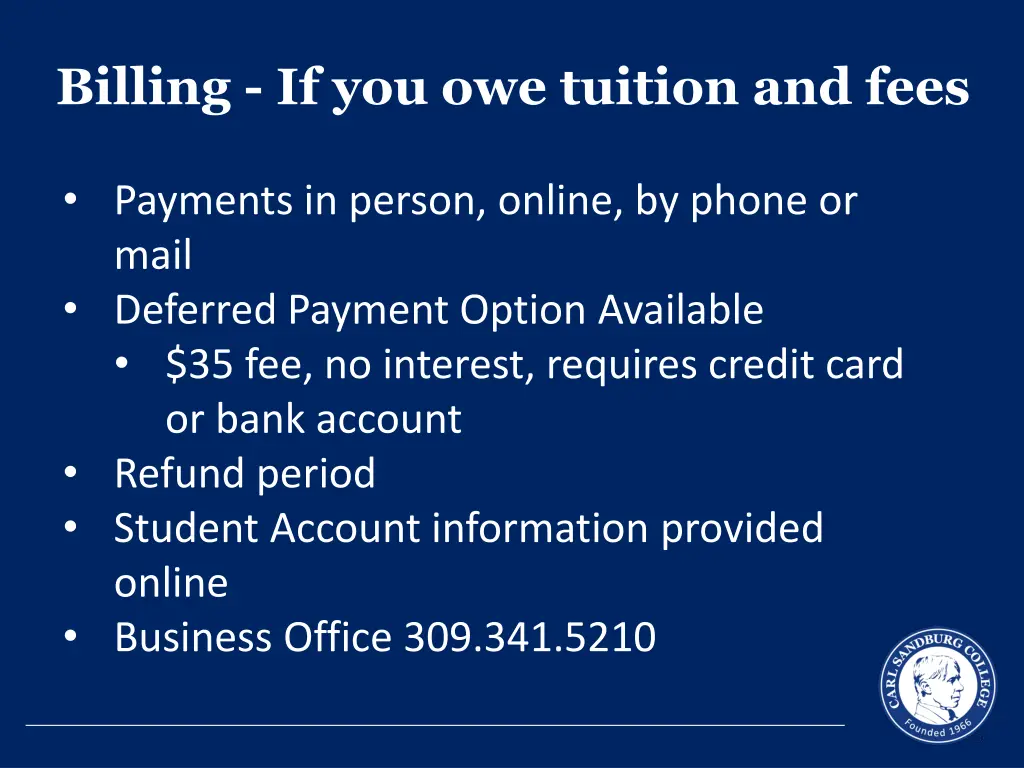 billing if you owe tuition and fees