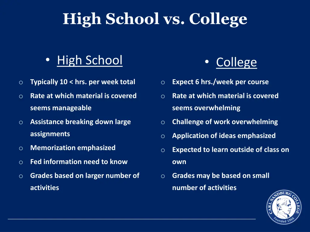 high school vs college