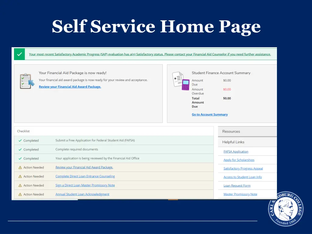 self service home page