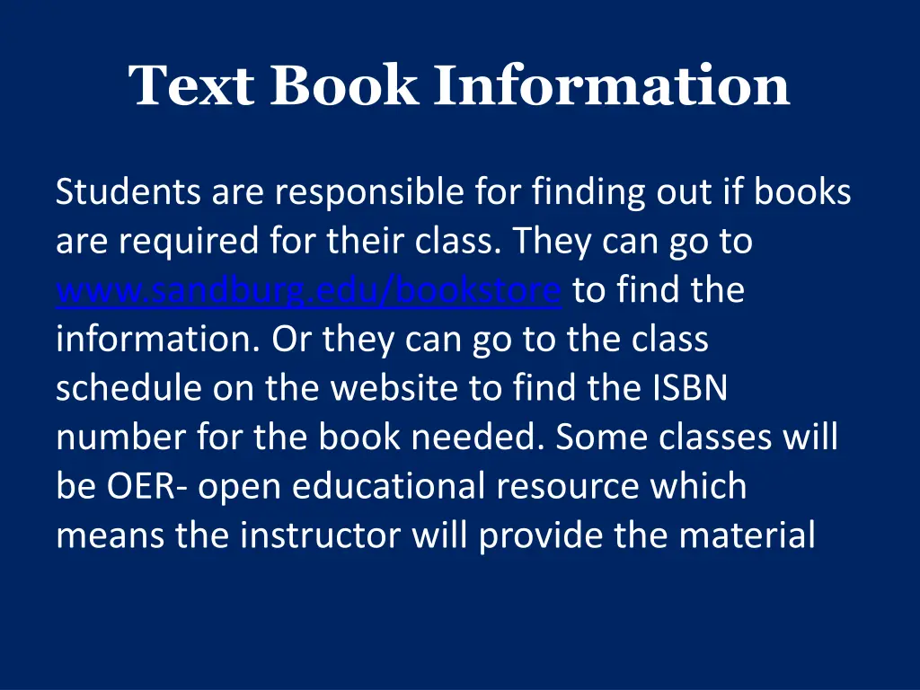 text book information