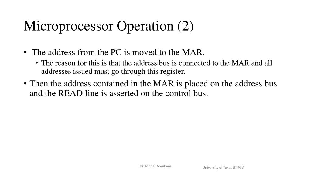microprocessor operation 2