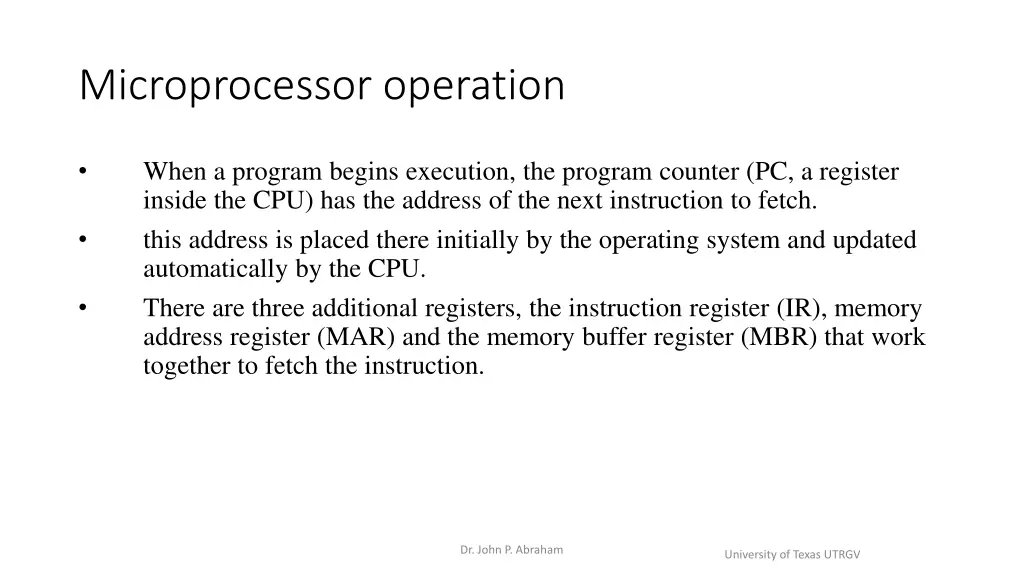 microprocessor operation