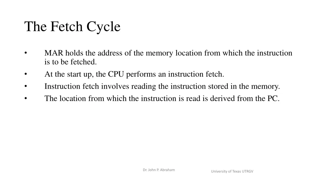 the fetch cycle