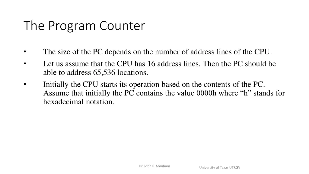 the program counter