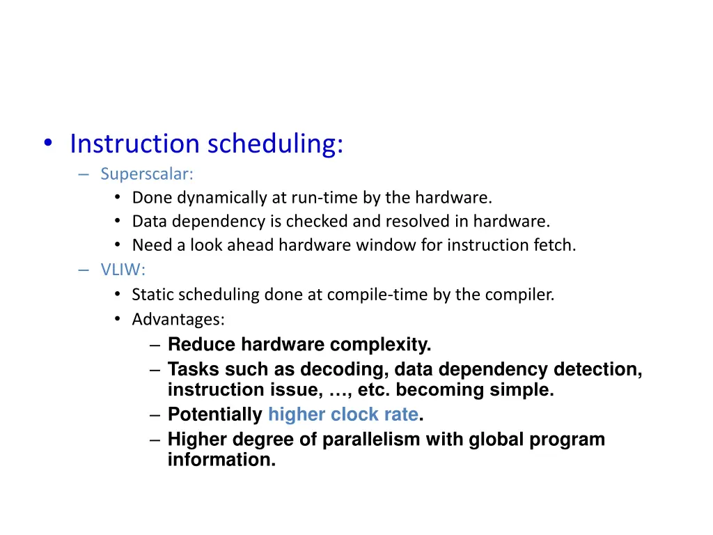 instruction scheduling superscalar done