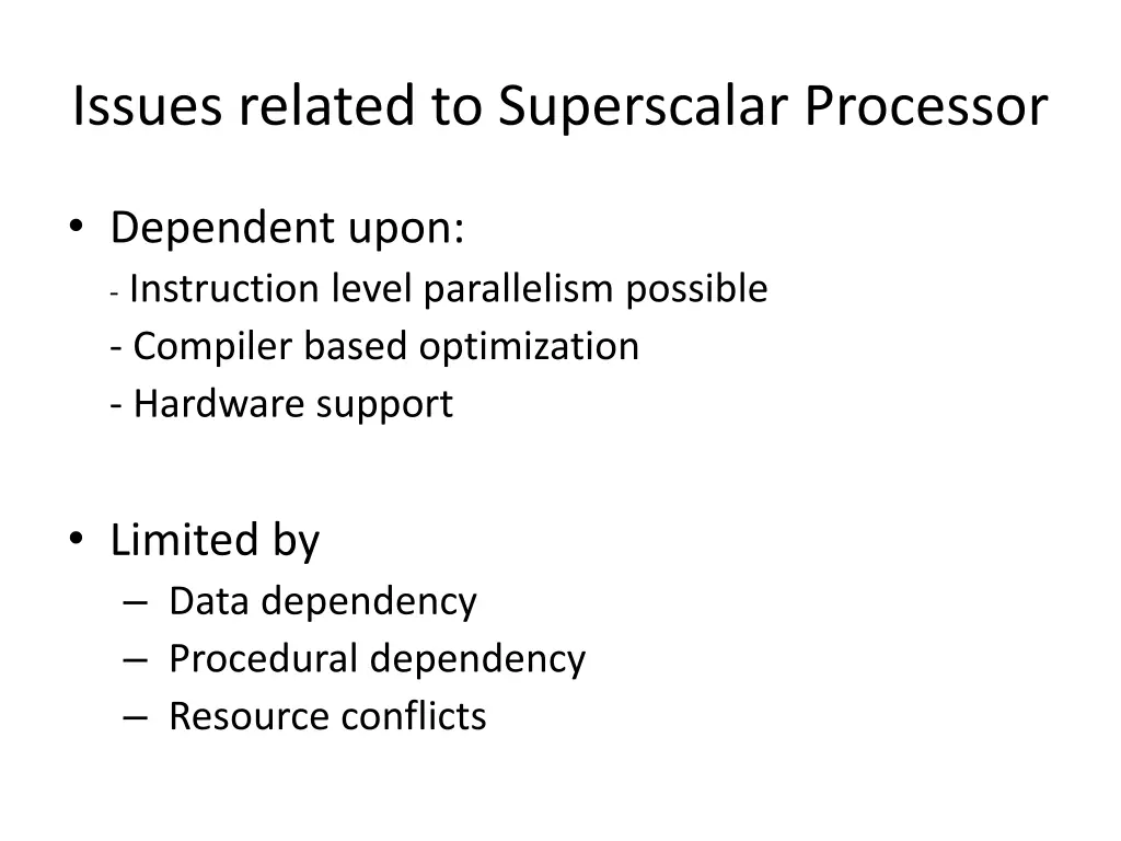 issues related to superscalar processor