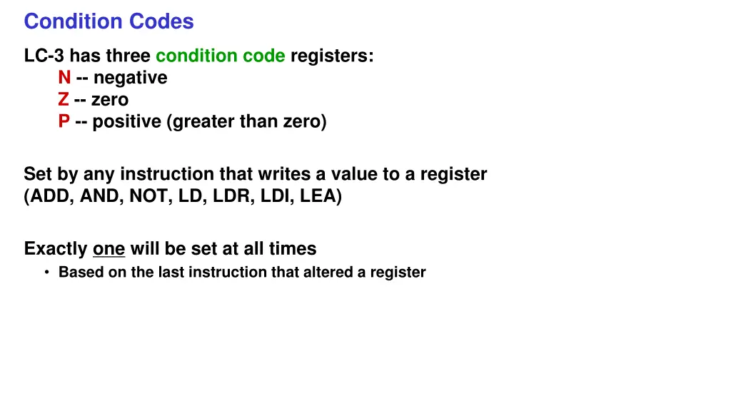 condition codes
