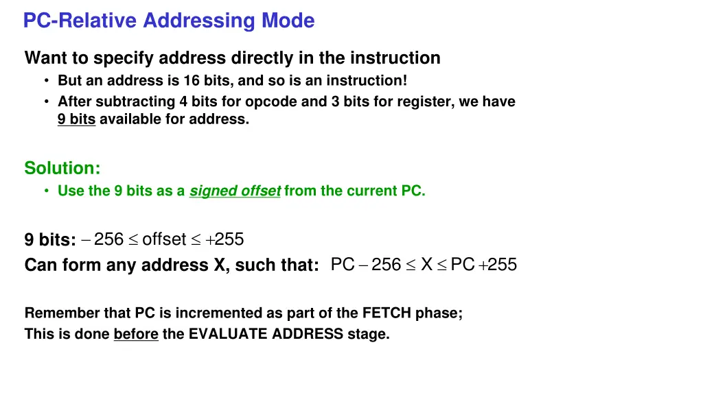 pc relative addressing mode