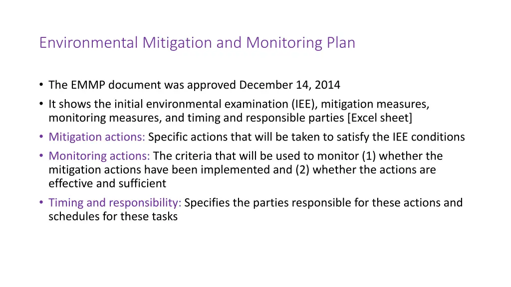 environmental mitigation and monitoring plan
