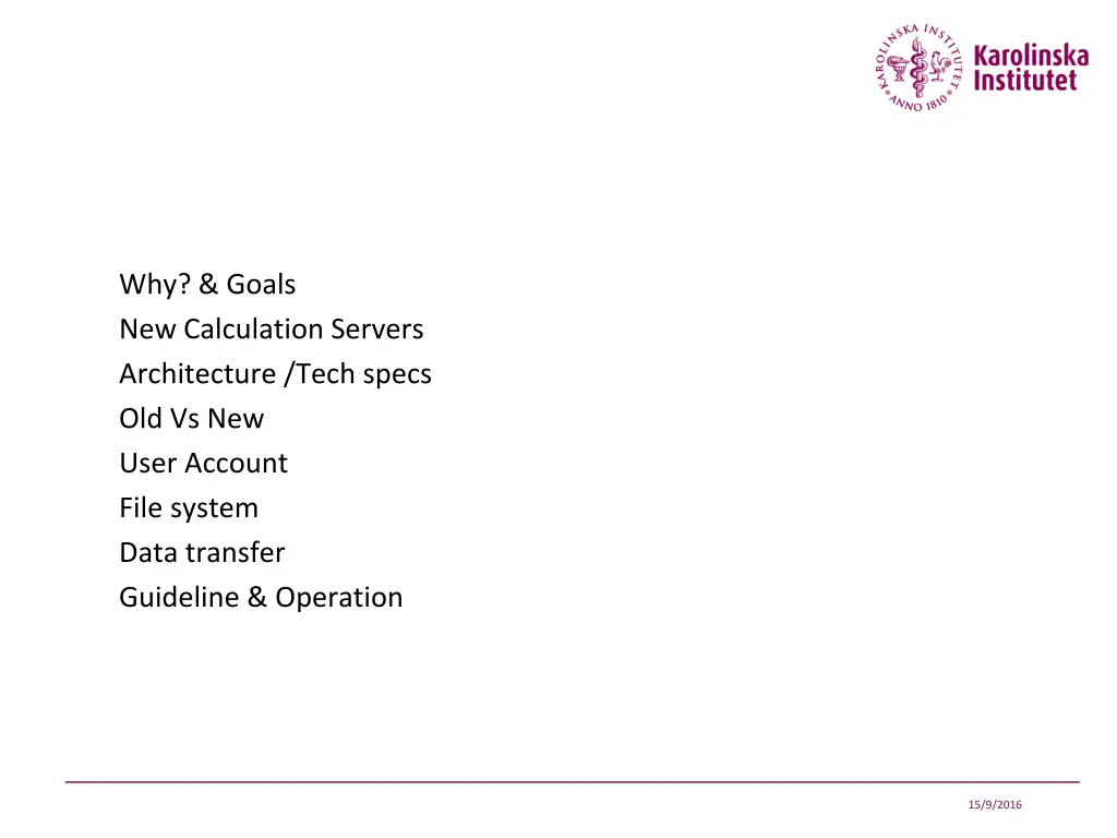 why goals new calculation servers architecture