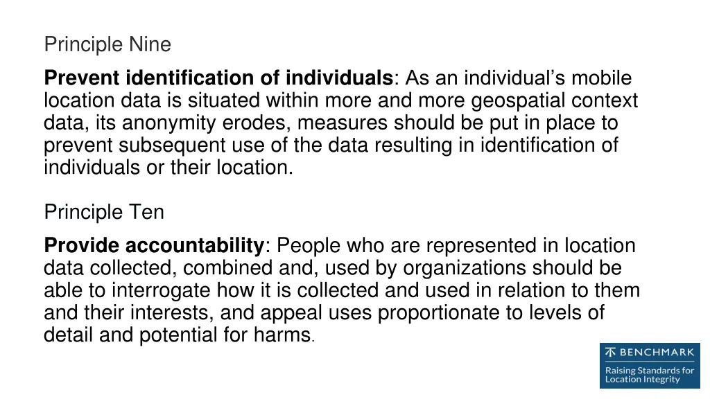 principle nine prevent identification