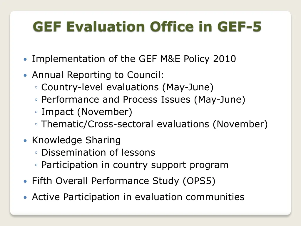 gef evaluation office in gef 5