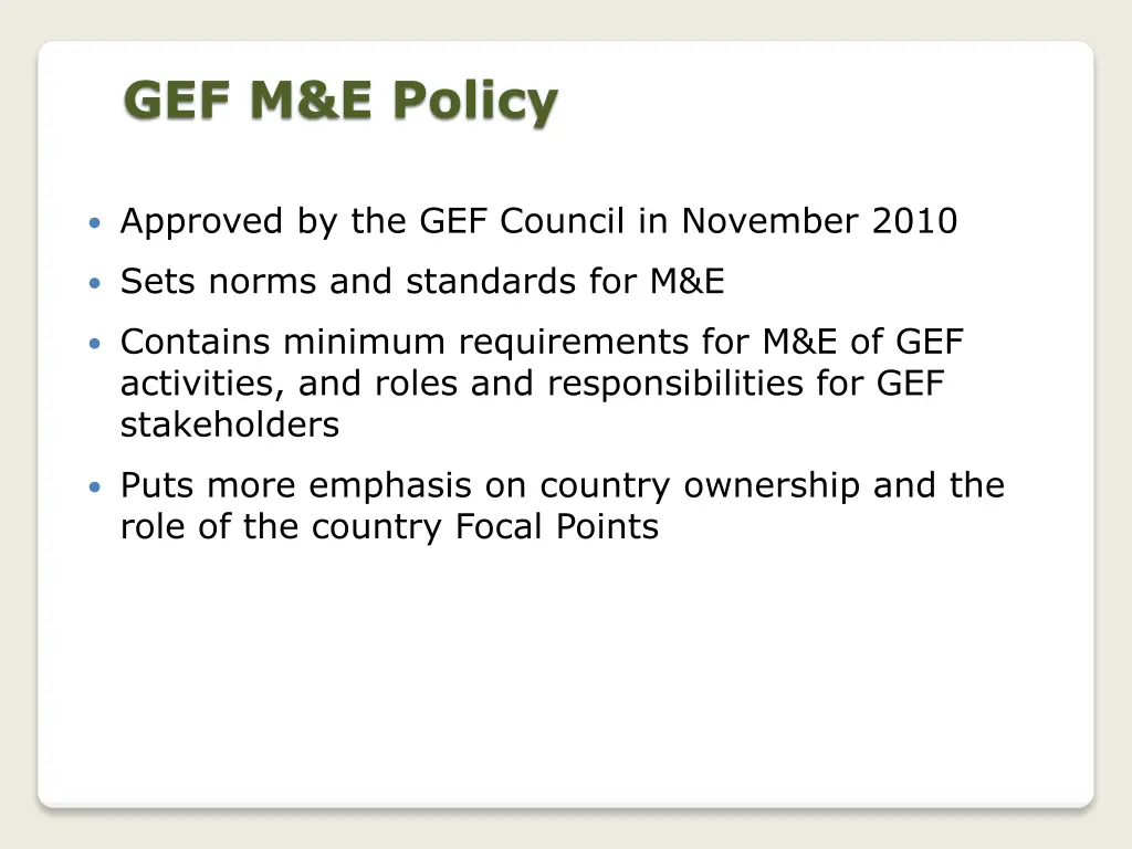 gef m e policy