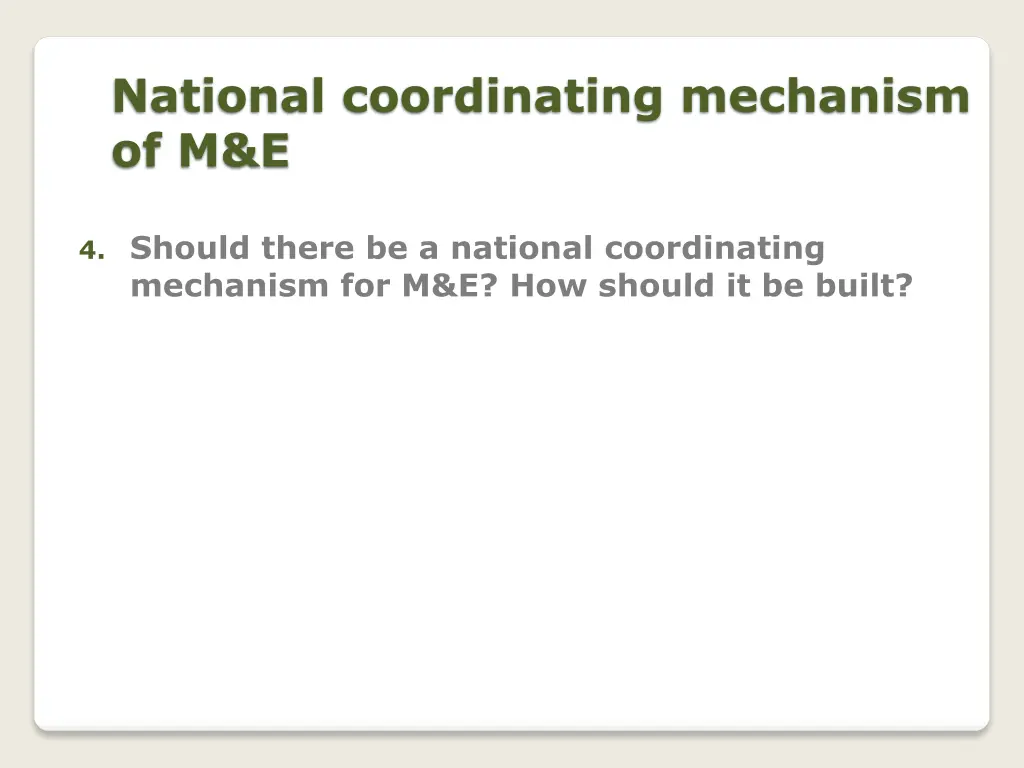 national coordinating mechanism of m e