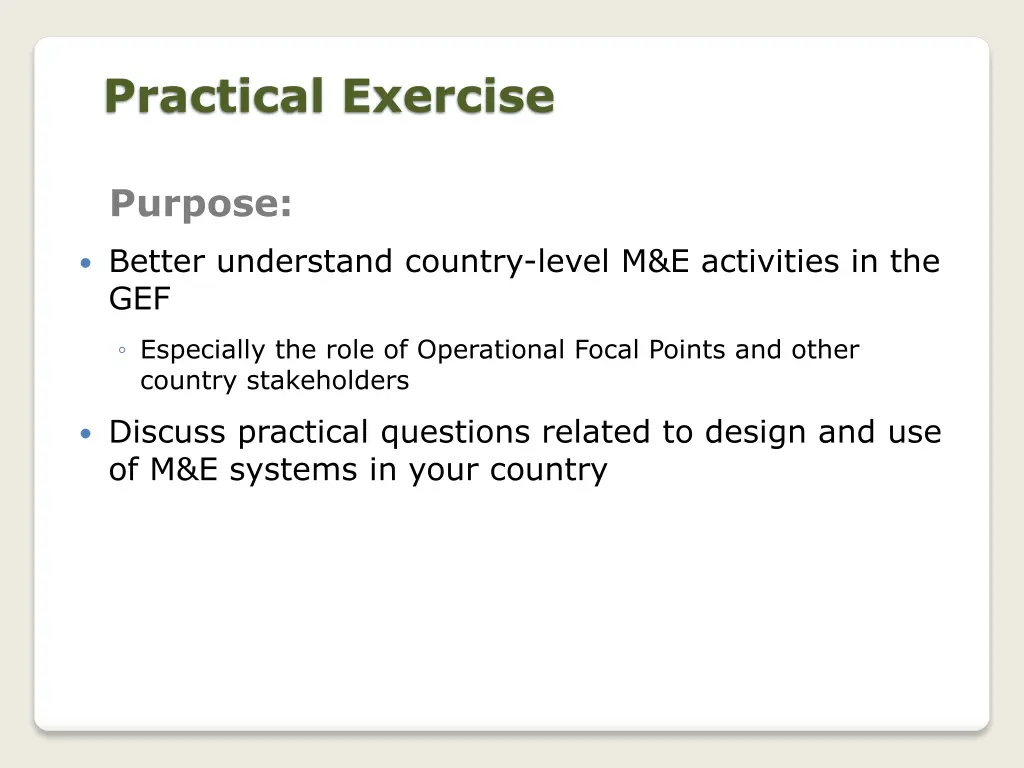 practical exercise
