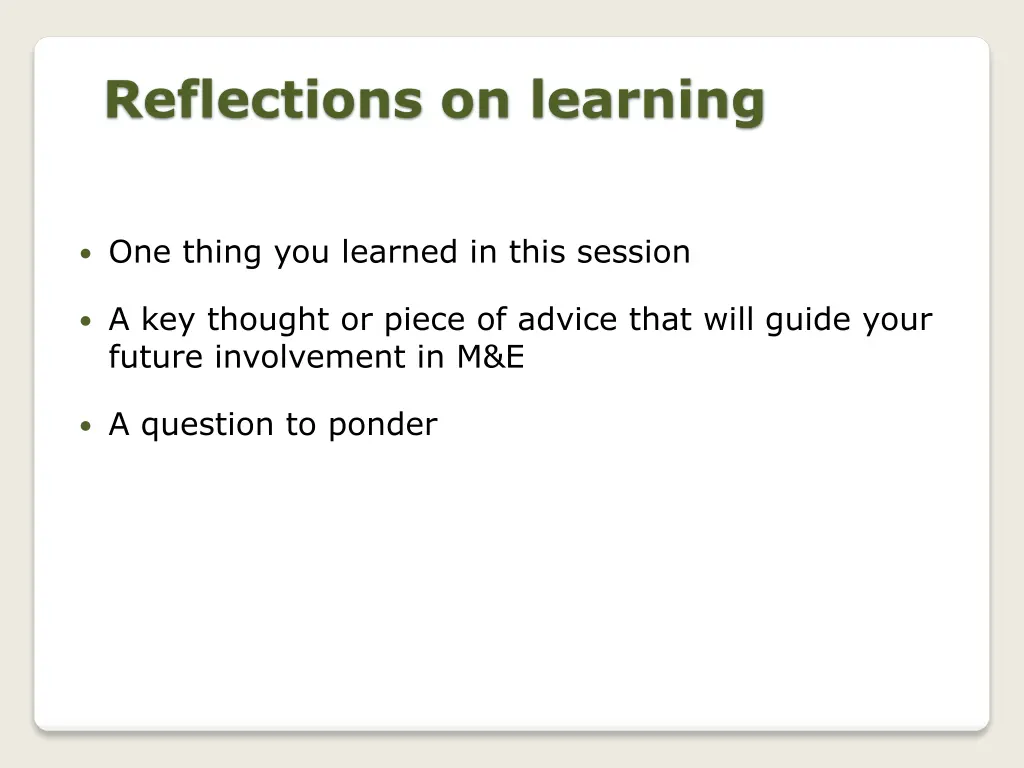 reflections on learning