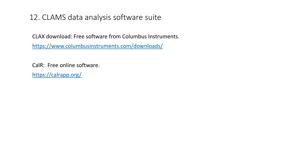12 clams data analysis software suite
