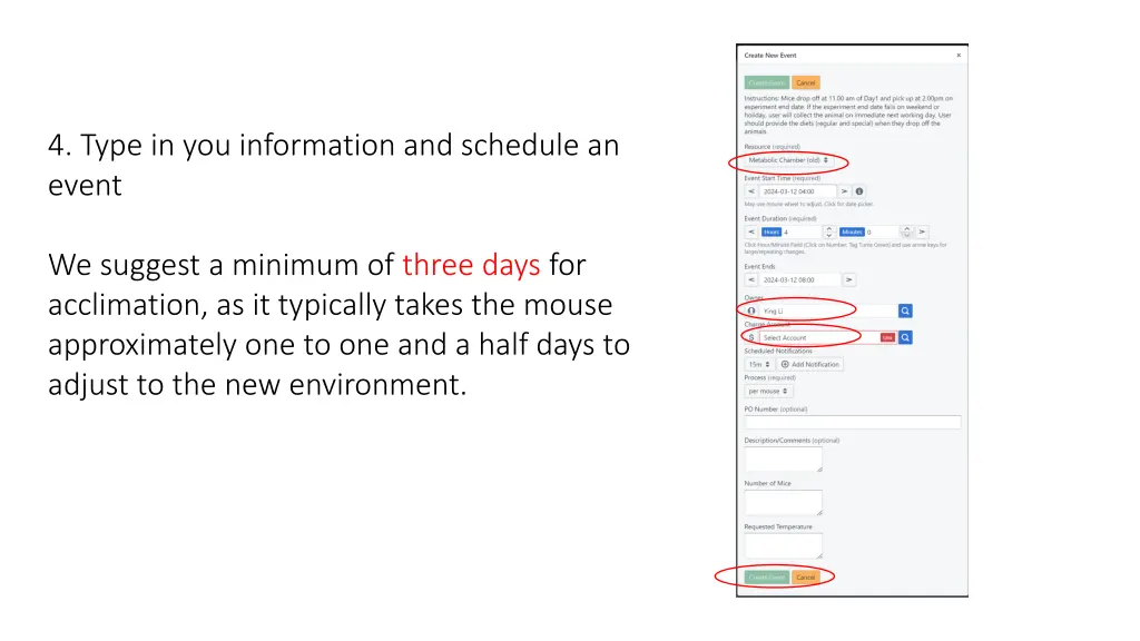 4 type in you information and schedule an event