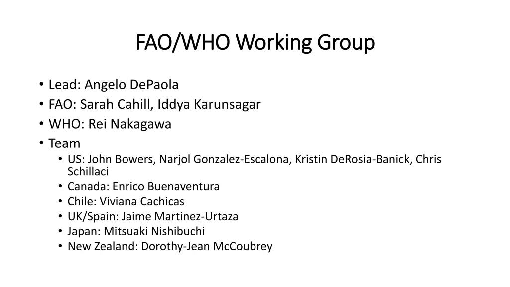 fao who working group fao who working group