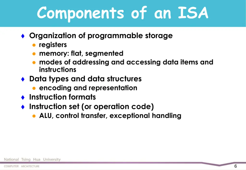 components of an isa