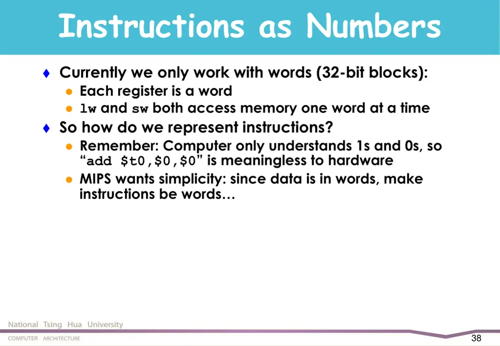 instructions as numbers