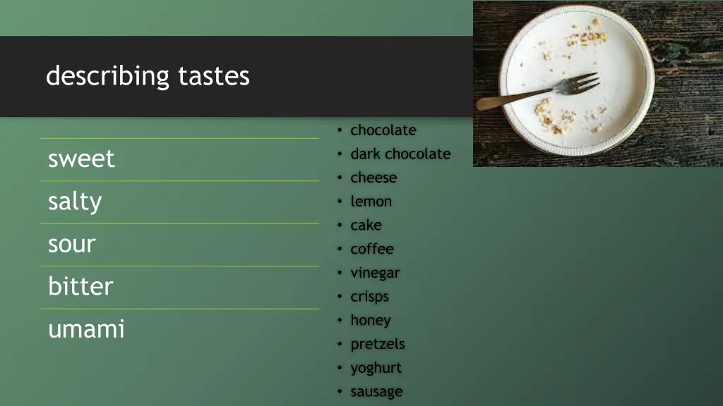 describing tastes