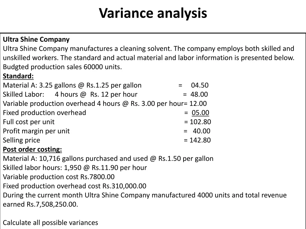 variance analysis