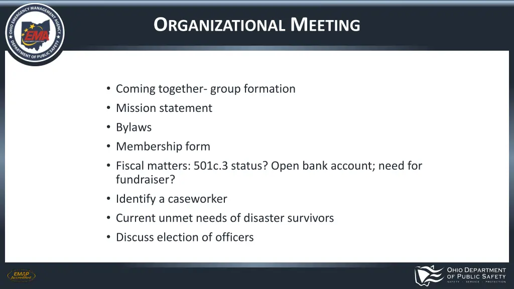 o rganizational m eeting