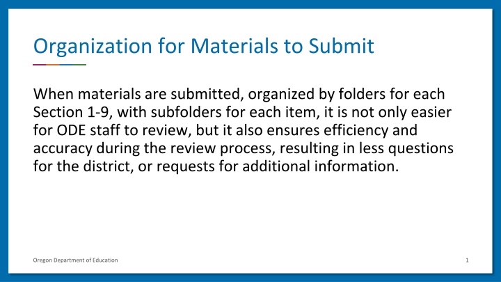 organization for materials to submit