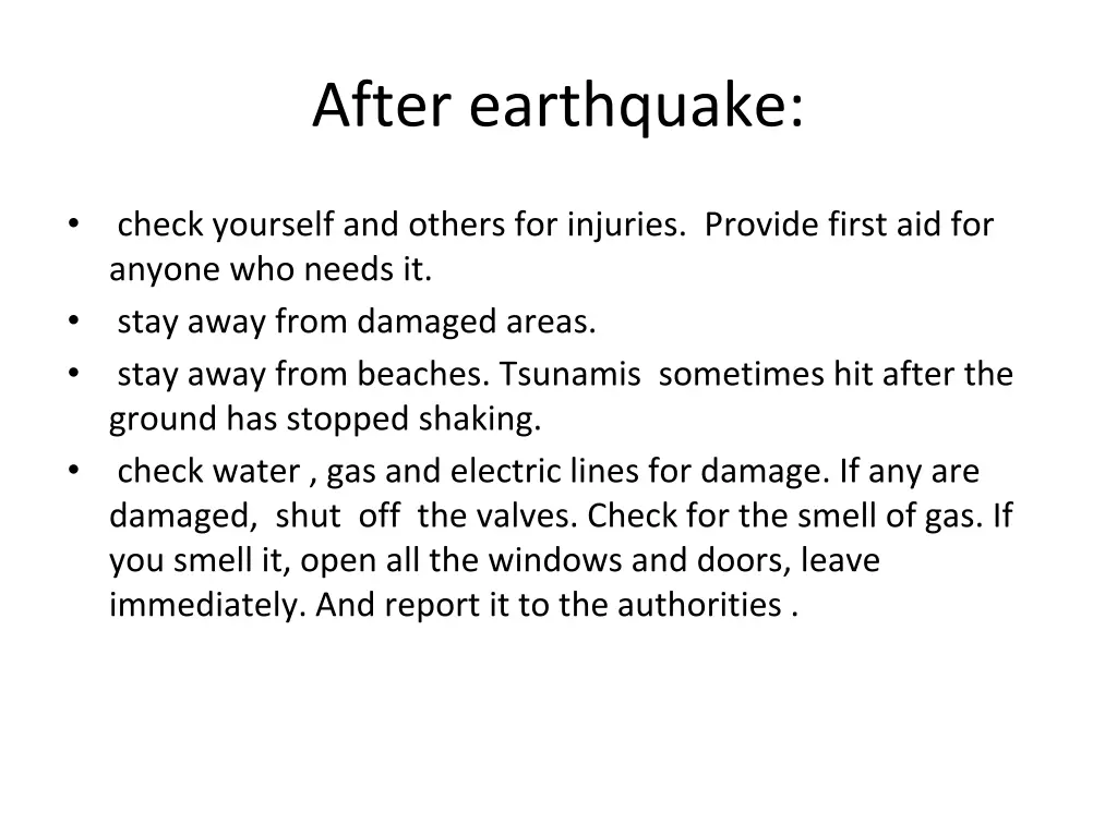 after earthquake