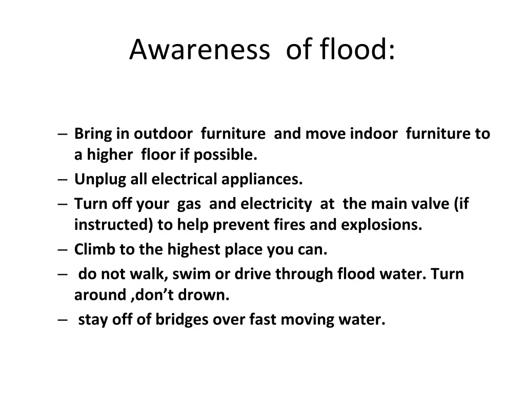 awareness of flood