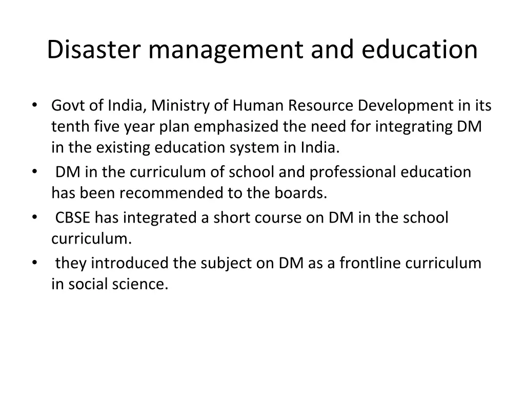 disaster management and education
