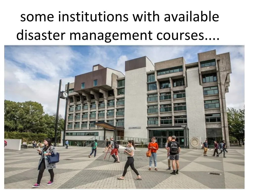 some institutions with available disaster