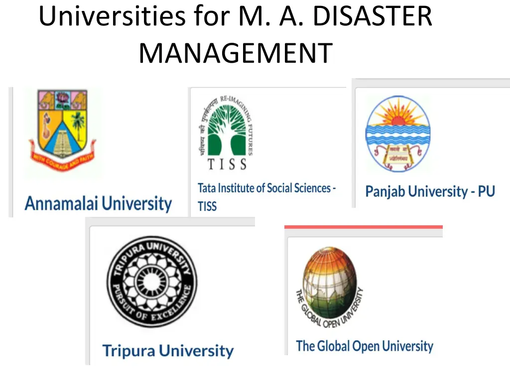 universities for m a disaster management