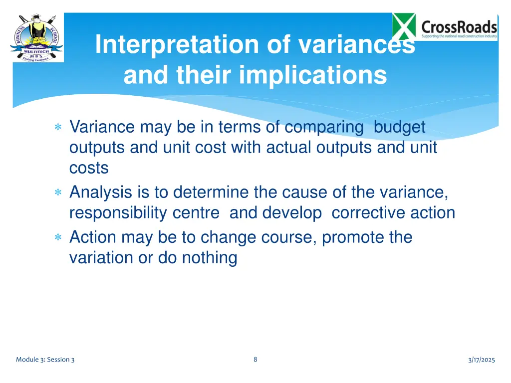 interpretation of variances and their implications