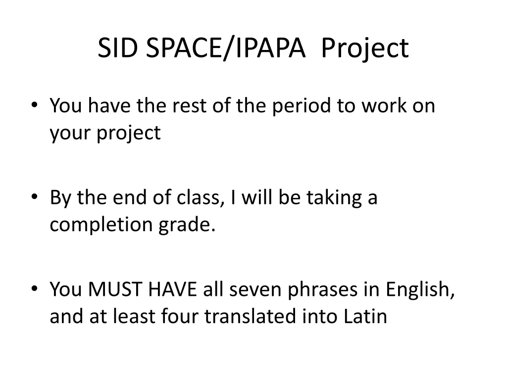 sid space ipapa project