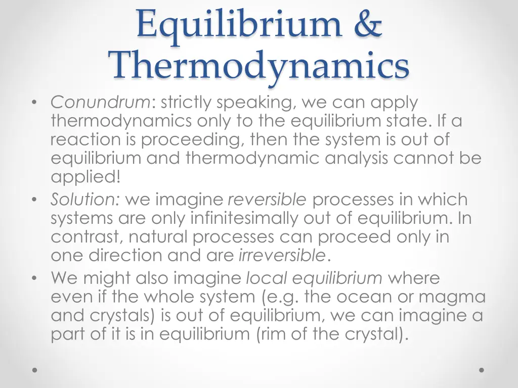 equilibrium thermodynamics conundrum strictly