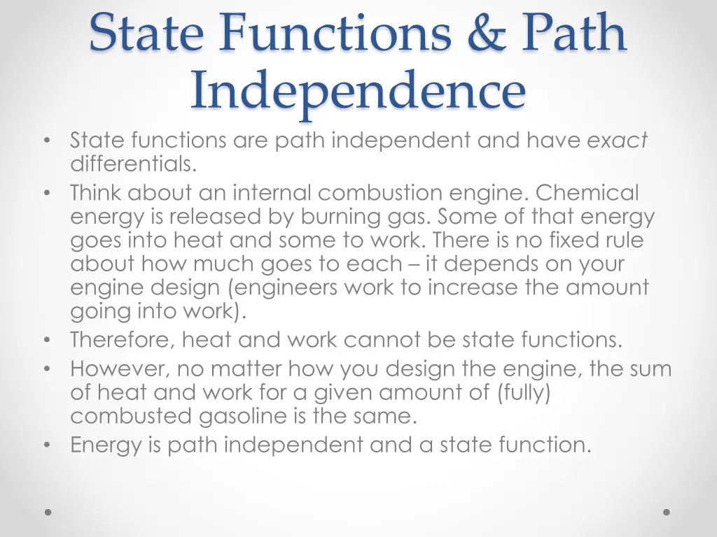 state functions path independence state functions