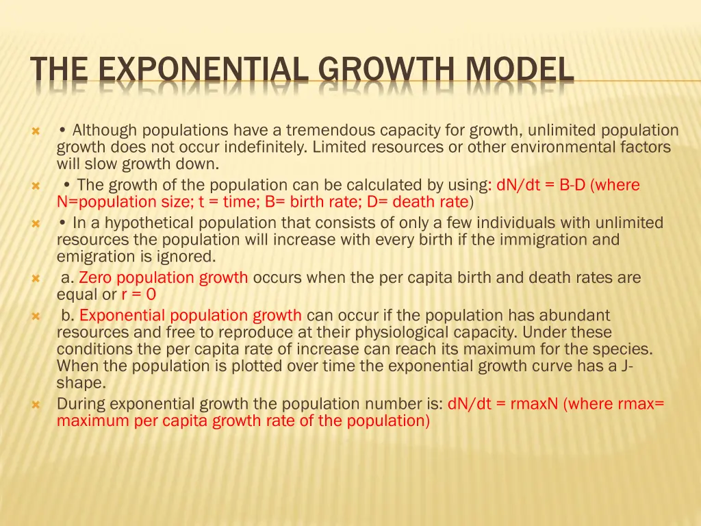 the exponential growth model