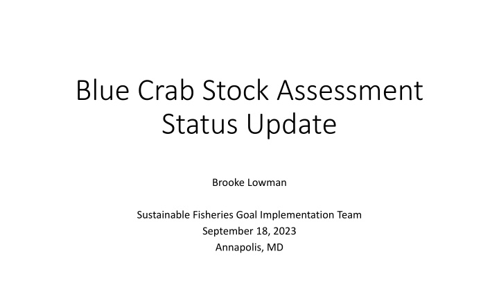 blue crab stock assessment status update