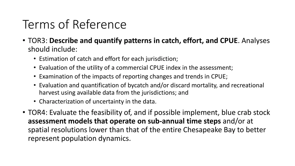 terms of reference tor3 describe and quantify