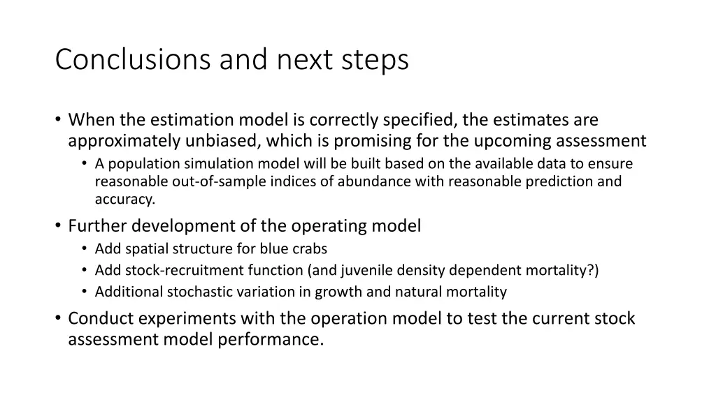 conclusions and next steps
