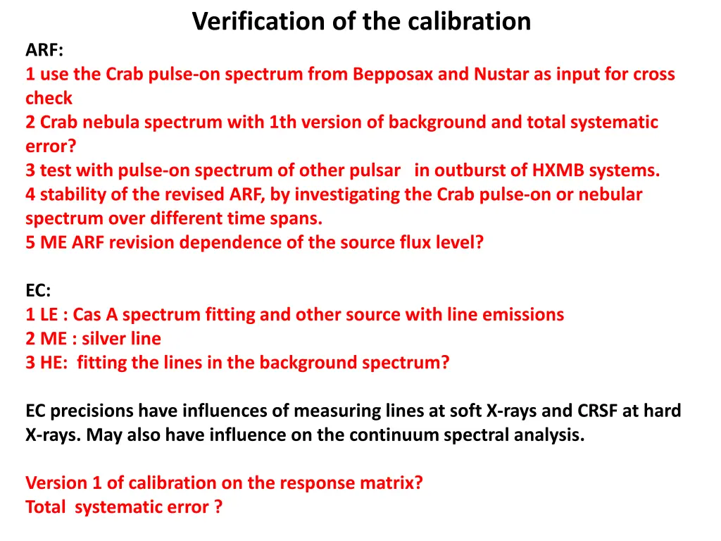 verification of the calibration