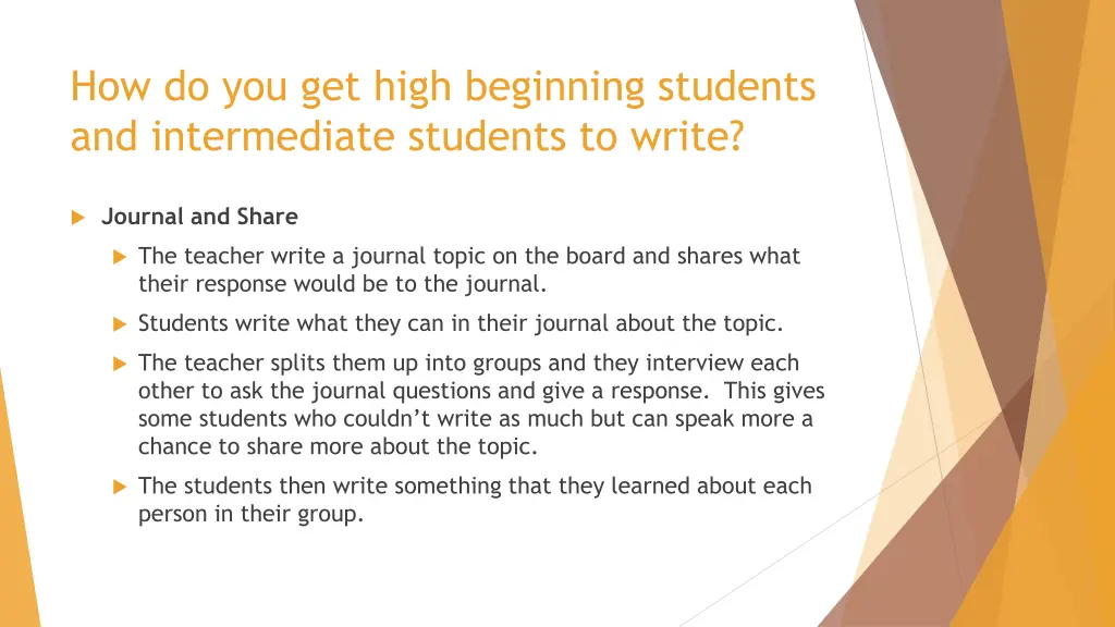how do you get high beginning students