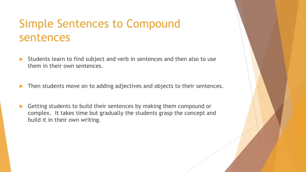 simple sentences to compound sentences