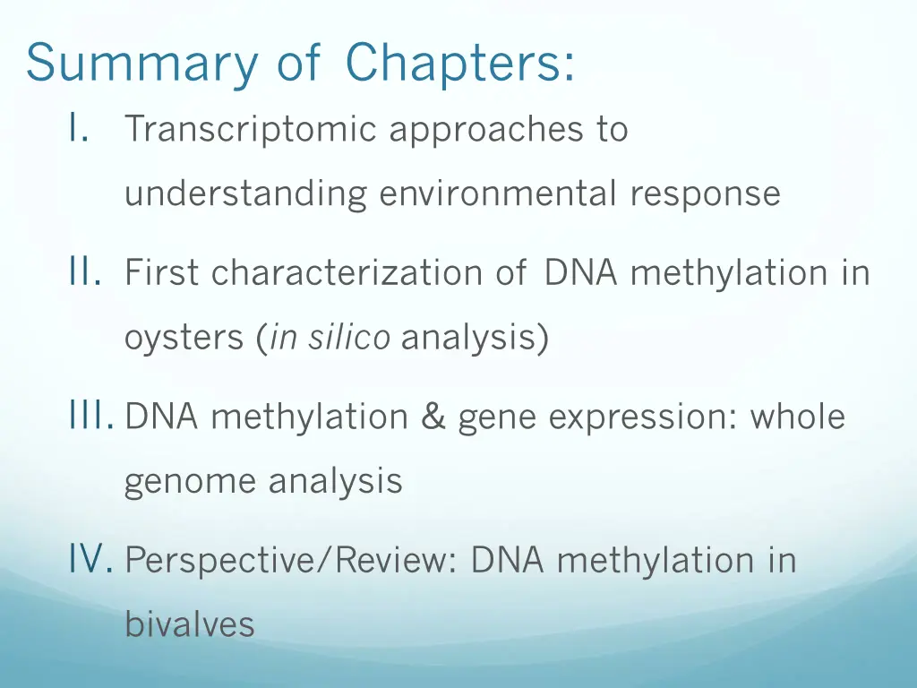 summary of chapters i transcriptomic approaches to